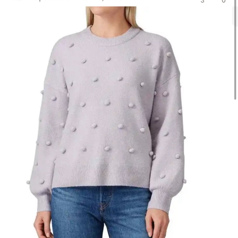 Madewell lavender pullover sweater with pompoms
